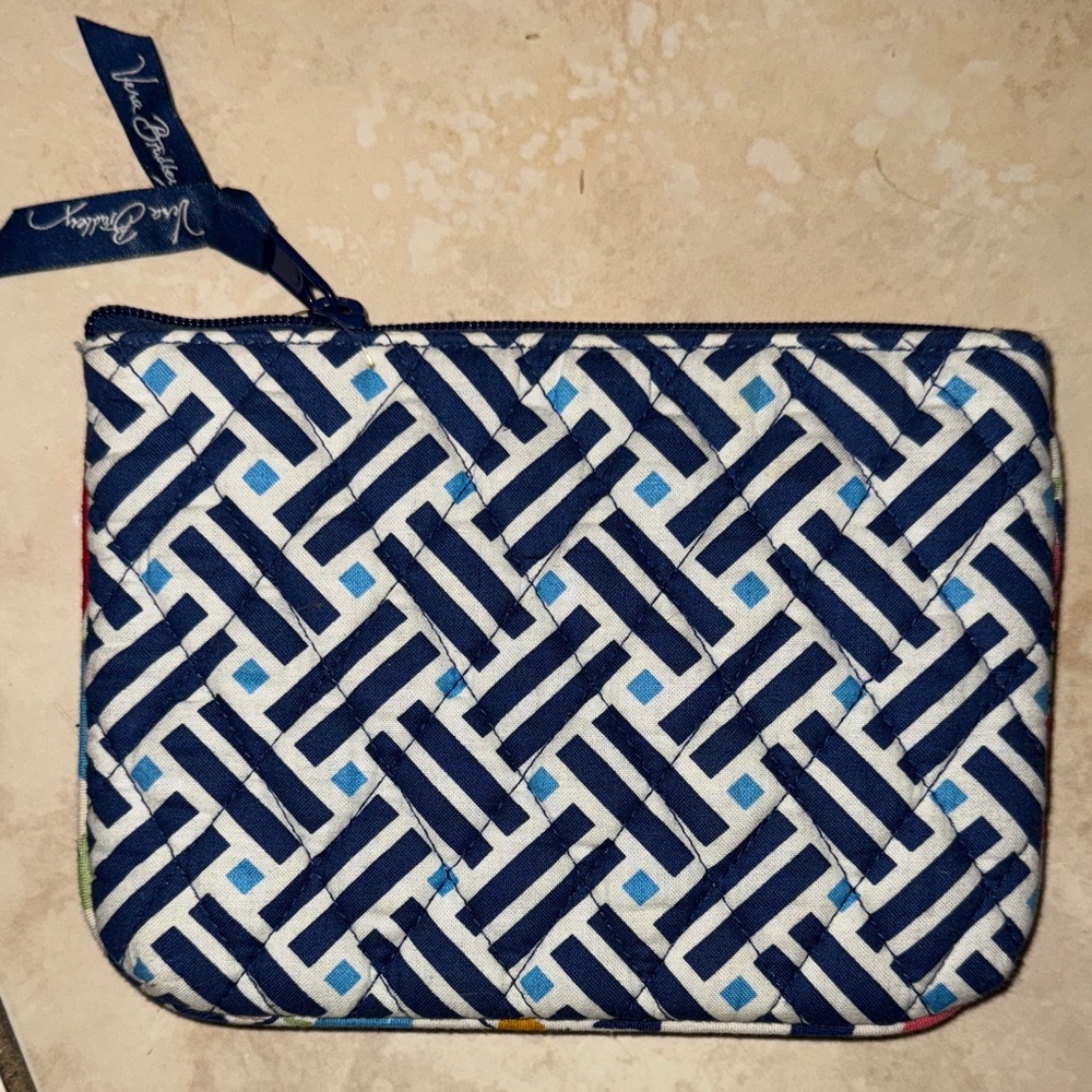 Vera Bradley Navy & Light Blue Quilted Zip Pouch